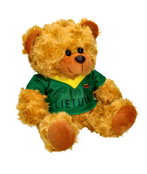 Pliušinis meškiukas su žaliais sirgalių marškinėliais Lietuva